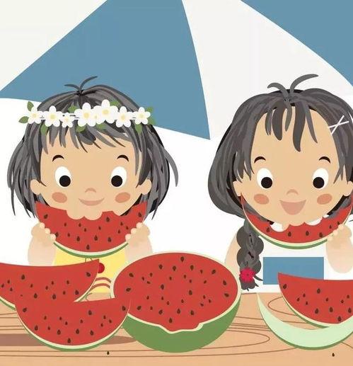 吃瓜动作动漫图片可爱,动漫萌娃的甜蜜吃瓜时光